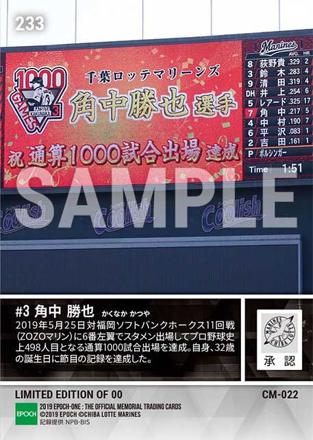 【角中勝也】通算1000試合出場(19.5.25)