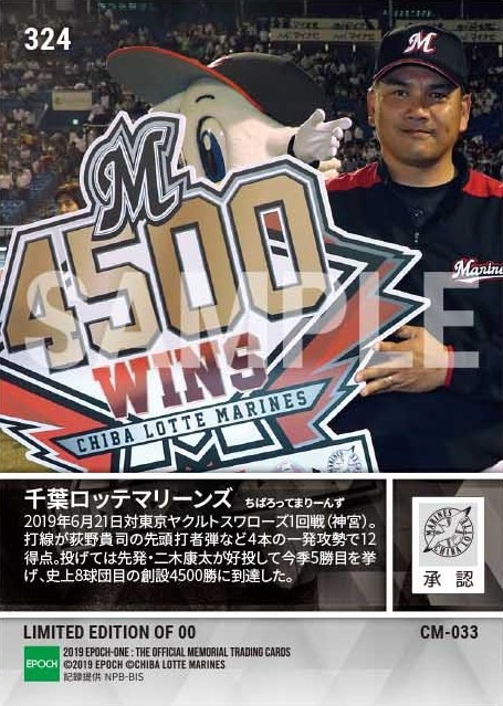 【千葉ロッテマリーンズ】球団創設通算4500勝(19.6.21)