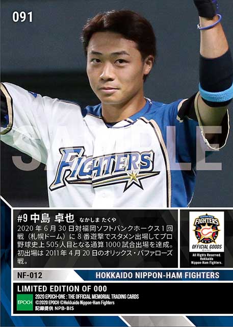 【中島卓也】通算1000試合出場（20.6.30）