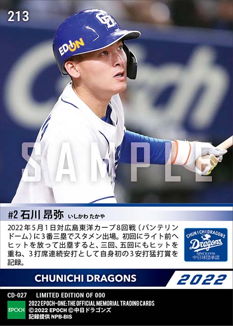 【石川昂弥】プロ初猛打賞（22.5.1）