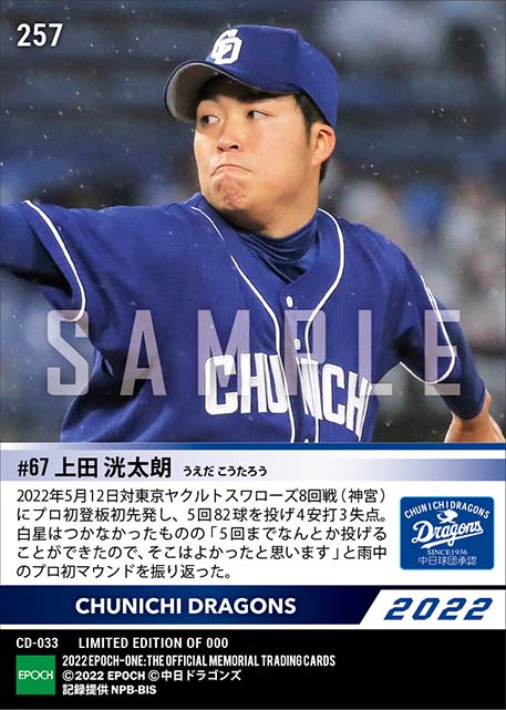 【上田洸太朗】プロ初先発初登板（22.5.12）