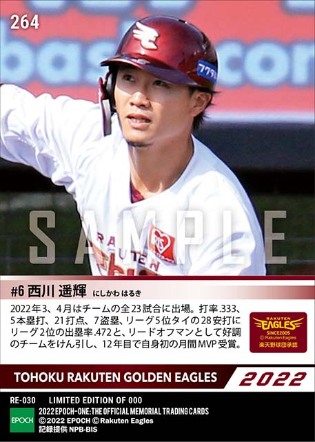 【西川遥輝】2022度 大樹生命月間MVP賞 パシフィック・リーグ3、4月度打者部門（22.5.13）