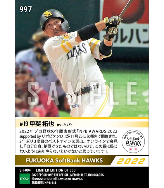 【甲斐拓也】ベストナイン賞（捕手）「NPB AWARDS 2022 supported by リポビタンＤ」（22.11.25）