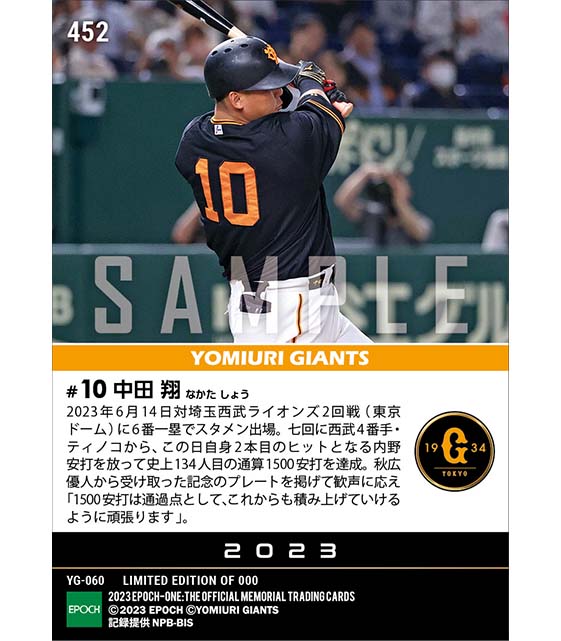 【中田 翔】通算1500安打達成（23.6.14）