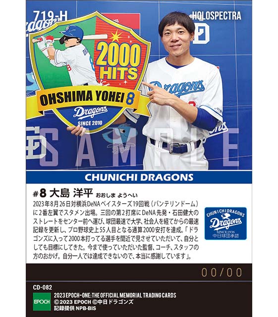 ※ホロスペクトラ【大島洋平】通算2000安打達成(23.8.26)