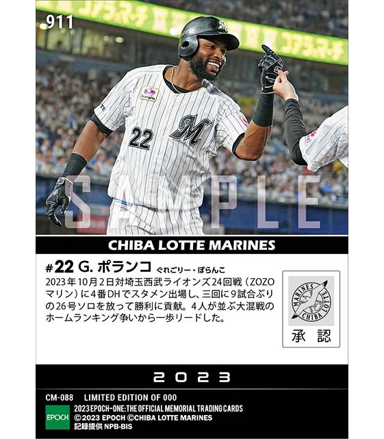 【ポランコ】9試合ぶりの一発でキング争いから一歩リード(23.10.2)