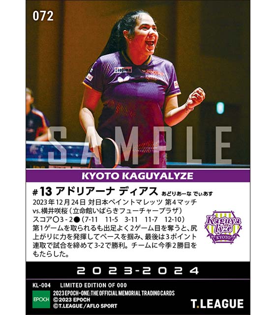 【アドリアーナ ディアス】値千金の勝利でチームは今季2勝目(23.12.24)