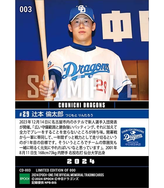 RC【辻本倫太郎】新入団選手発表(ドラフト3巡目)「一年間ずっと戦力として走り切る」(23.12.14)