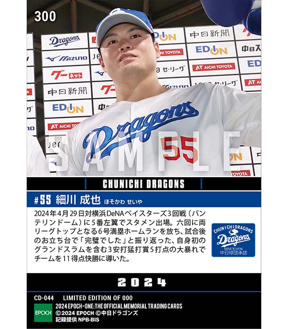 【細川成也】プロ初グランドスラム(24.4.29)