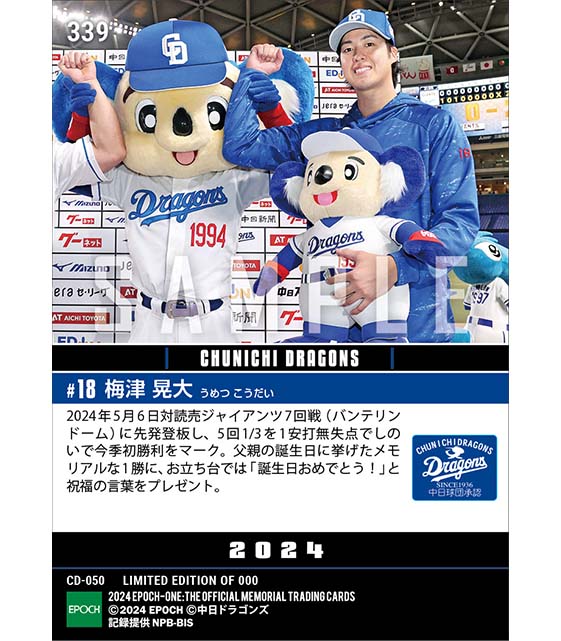 【梅津晃大】父親の誕生日に今季初勝利（24.5.6）