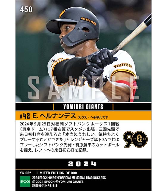 【ヘルナンデス】来日初出場初スタメン初打席初安打「王貞治DAY」(24.5.28)