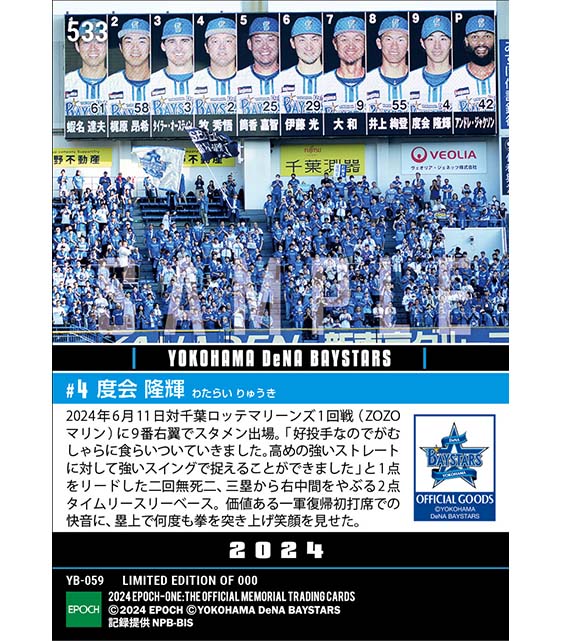 RC【度会隆輝】復帰1打席目のタイムリースリーベース（24.6.11）