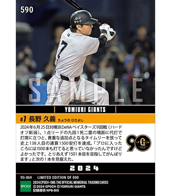 【長野久義】通算1500安打達成(24.6.25)