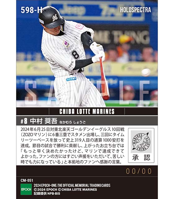 ※ホロスペクトラ 【中村奨吾】通算1000安打達成(24.6.25)