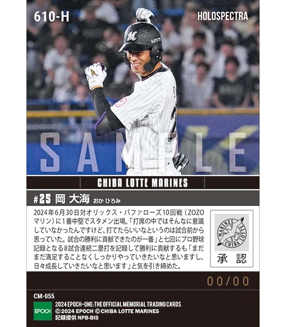 ※ホロスペクトラ 【岡 大海】プロ野球新記録となる8試合連続二塁打(24.6.30)