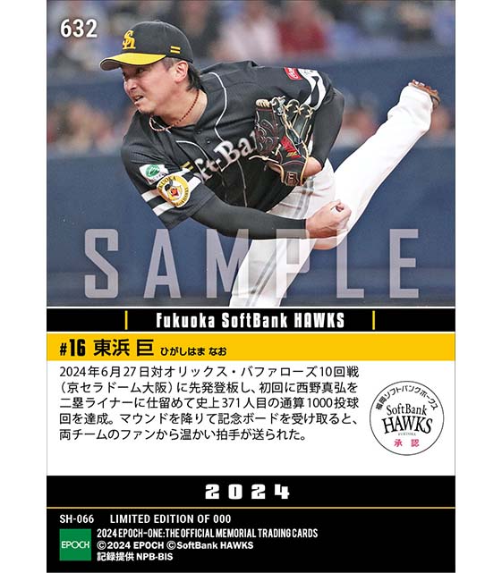 【東浜 巨】通算1000投球回達成（24.6.27）