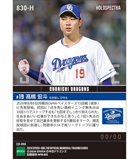 ※ホロスペクトラ 【髙橋宏斗】防御率12球団トップに躍り出る自己最多9勝目（24.8.6）