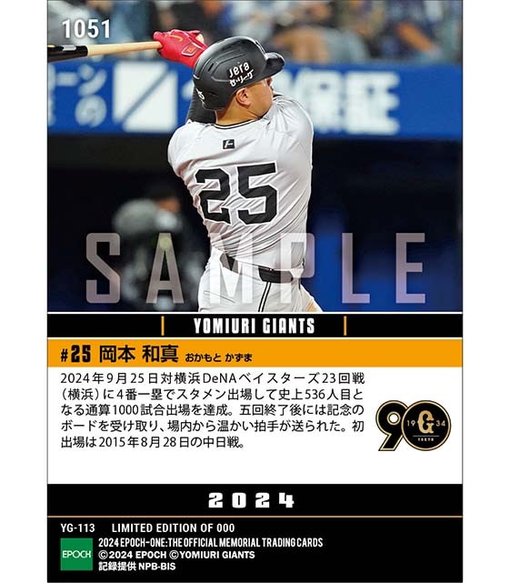 【岡本和真】通算1000試合出場(24.9.25)