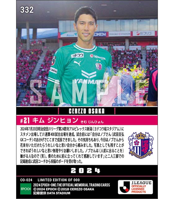 【キム ジンヒョン】二人三脚でJ1通算400試合出場(24.7.20)