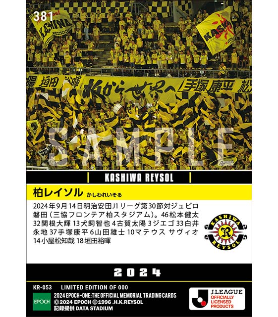 【柏レイソル】2024シーズン第30節スタメン(24.9.14)