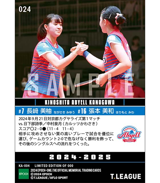 【長﨑美柚／張本美和】見事なストレート勝利（24.9.21）