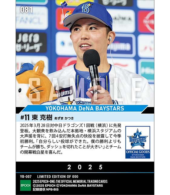 【東 克樹】2025シーズン開幕投手（2年連続3度目）（25.3.28）