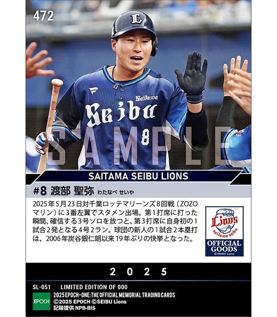 RC【渡部聖弥】球団新人19年ぶり1試合2本塁打（25.5.23）