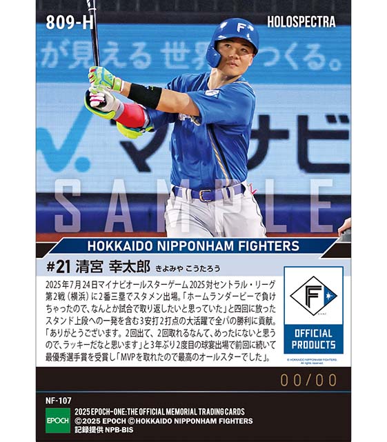 ※ホロスペクトラ 【清宮幸太郎】2度目の球宴出場で2度目のMVP「マイナビオールスターゲーム2025」（25.7.24）