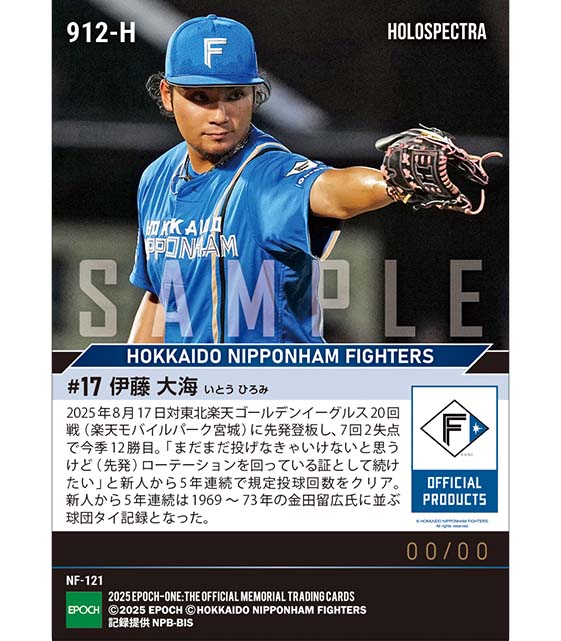 ※ホロスペクトラ 【伊藤大海】今季12勝目で新人から5年連続規定投球回到達(25.8.17)