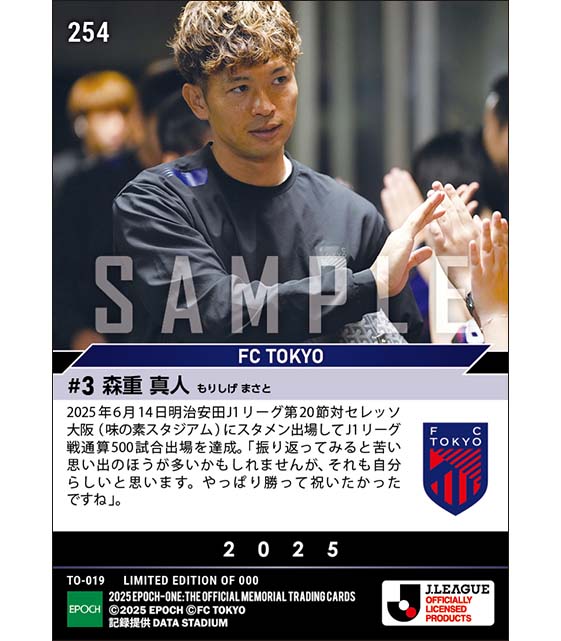 【森重真人】J1通算500試合出場（25.6.14）