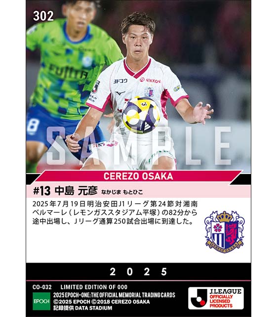 【中島元彦】Jリーグ通算250試合出場(25.7.19)